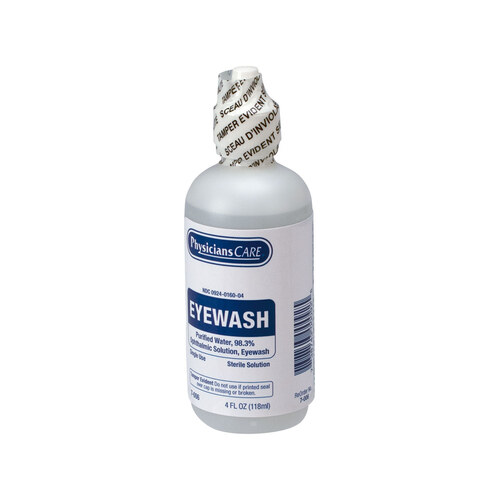 1 Eyewash, 4 OZ, Sterile Eye Cup, 2 Eye Pads Strips