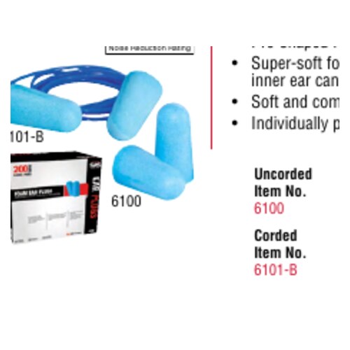 Foam Ear Plugs Corded, Box Of 100 Pairs (Priced Per Box)