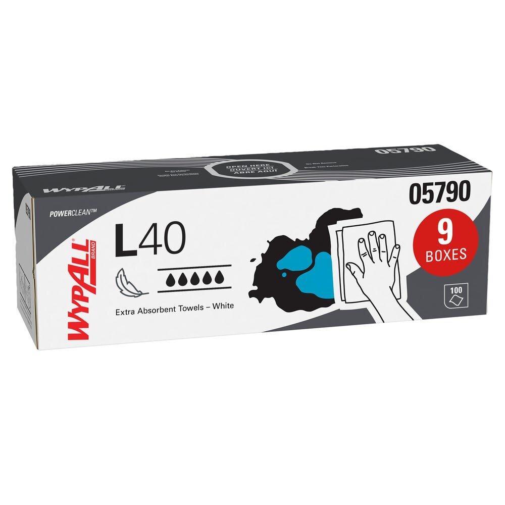Wypall L40 Wipers Pop-Up Box 10.8X10 White