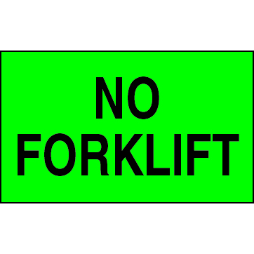 3 X 5" - No Forklift Labels, Green With Black Print, 500/Roll