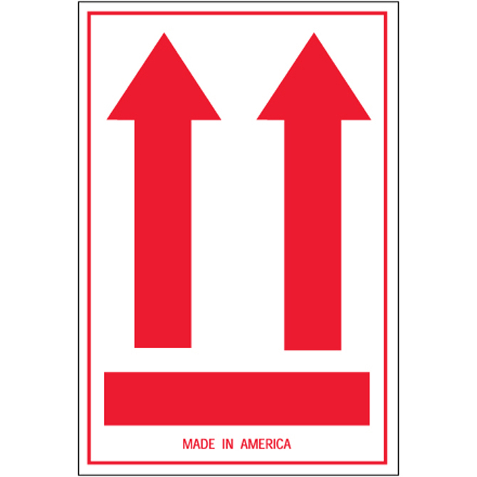 4" X 6" - (Two Red Arrows Over Red Bar)Arrow Labels, 500/Roll