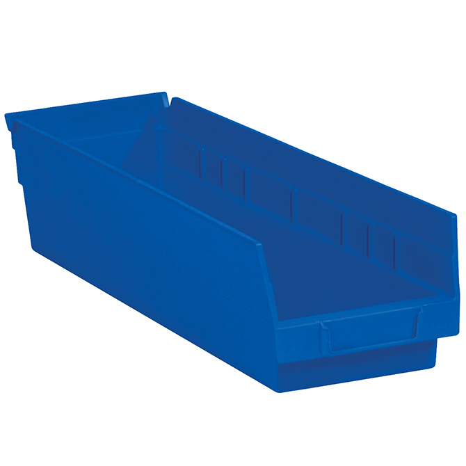 17.875 X 4.125 X 4" Plastic Shelf Bin Boxes, Blue, 20/Case