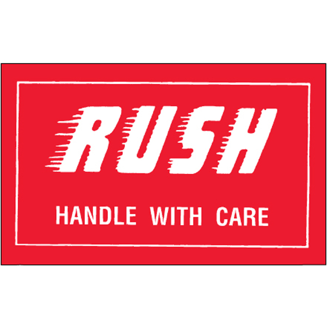 3" X 5" - "Rush - Handle With Care" Labels, 500/Roll