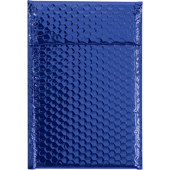 7.5 X 11" Bubble-Lined Glamour Bubble Mailers, Metallic Blue, 72/Case