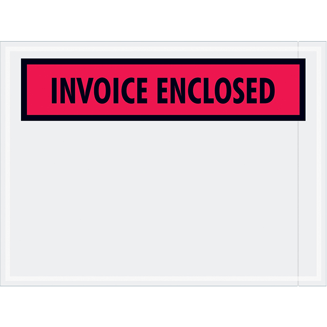 Packing List Envelopes - 4.5 X 6", Red, "Invoice Enclosed", 1000/Case