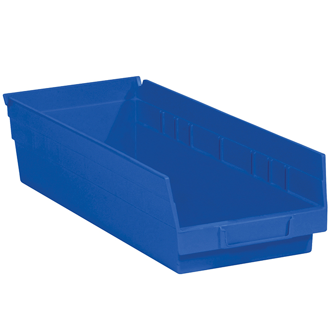 17.875 X 6.625 X 4" Plastic Shelf Bin Boxes, Blue, 20/Case