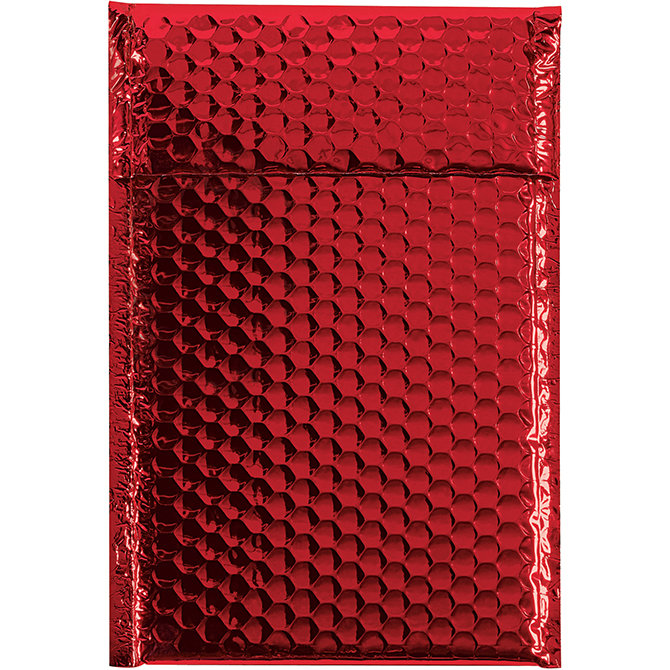 7.5 X 11" Bubble-Lined Glamour Bubble Mailers, Metallic Red, 72/Case
