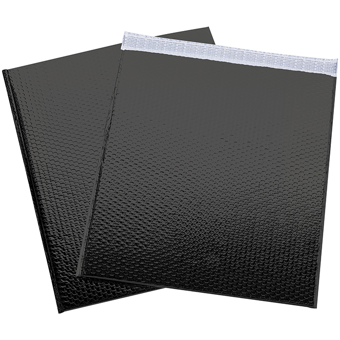 19 X 22.5" Bubble-Lined Glamour Bubble Mailers, Metallic Black, 48/Case