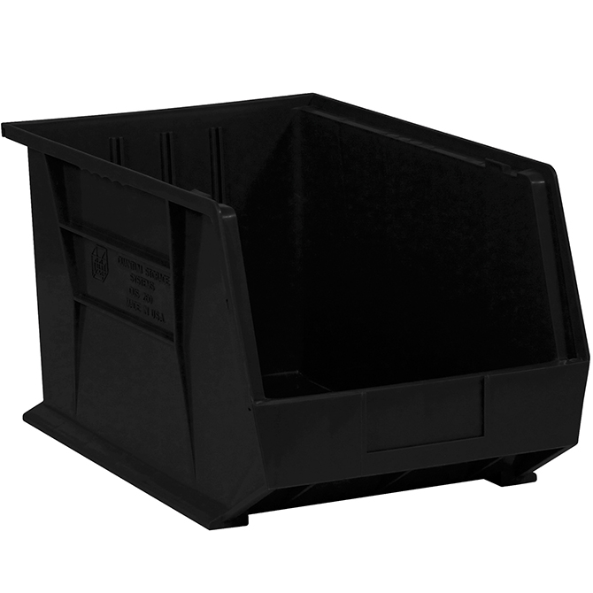 10.75 X 8.25 X 7" Plastic Stack & Hang Bin Boxes, Black, 6/Case