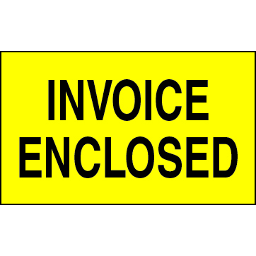 3 X 5" - Invoice Enclosed Labels, Yellow With Black Print, 500/Roll