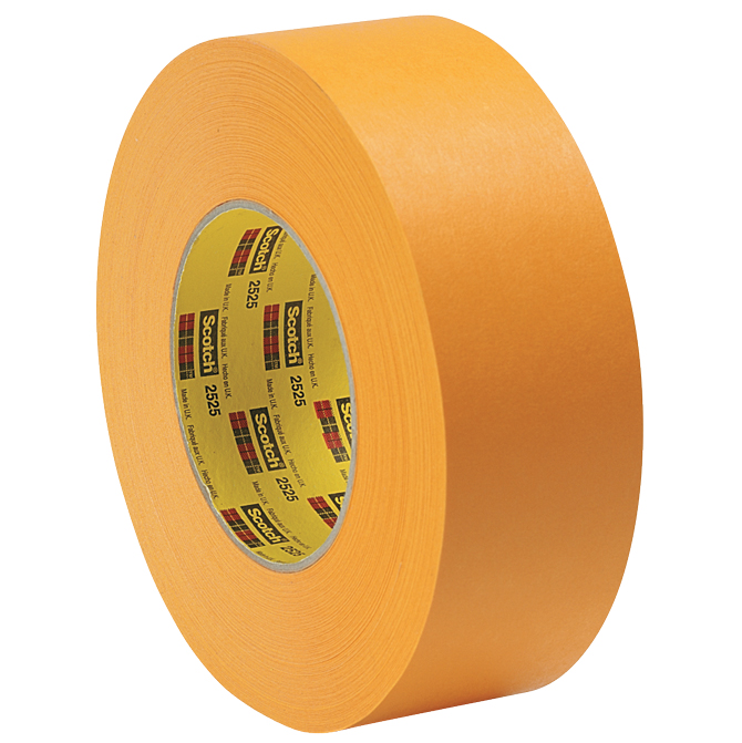 3M 2525 Paper Flatback Tape - 2" X 60 Yds., Orange, 24 Rolls/Case