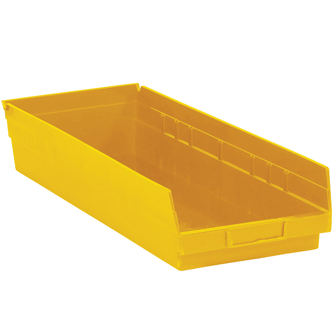 23.625 X 8.375 X 4" Plastic Shelf Bin Boxes, Yellow, 6/Case