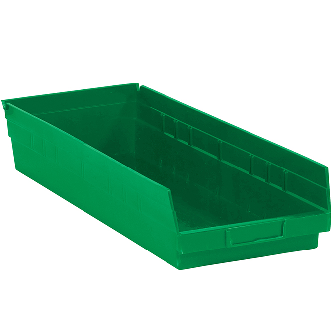 23.625 X 8.375 X 4" Plastic Shelf Bin Boxes, Green, 6/Case
