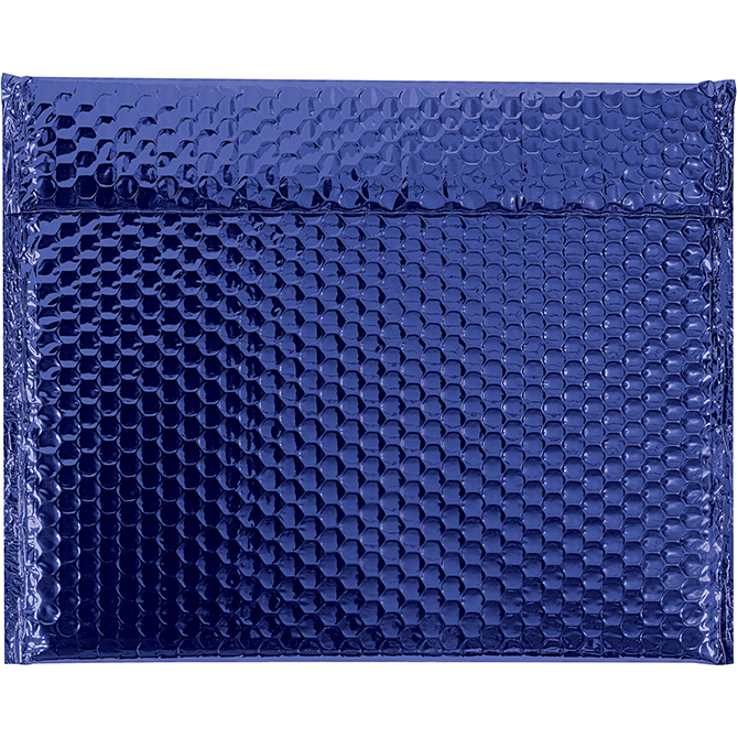13.75 X 11" Bubble-Lined Glamour Bubble Mailers, Metallic Blue, 48/Case