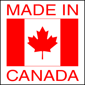 4 X 4" - Made IN Canada Labels, White With Red Print, 500/Roll