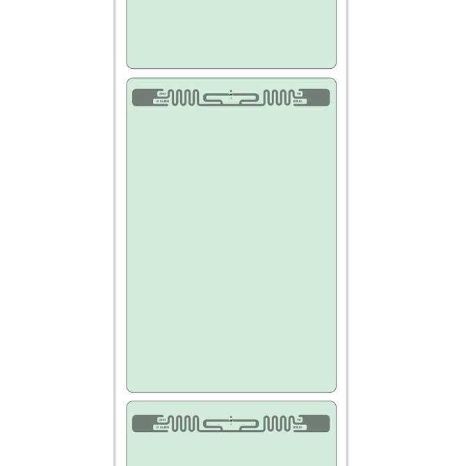 4 X 6" Thermal Rfid Labels - Aln-9840/9740, Light Green, 500/Roll, 8 Rolls/Case