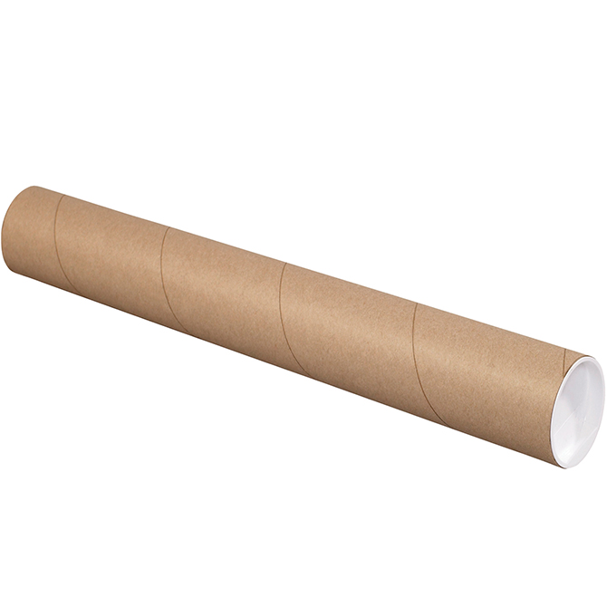 3 X 16", .060" Thick, Kraft, Mailing Tubes With End Caps, 24/Case