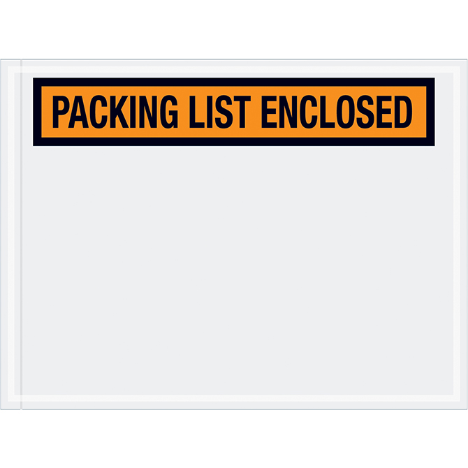 Packing List Envelopes - 4.5 X 6", Orange, "Packing List Enclosed", 1000/Case