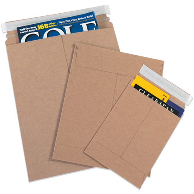 9.75 X 12.25" Kraft Self-Seal Rigid Flat Mailers, 100/Case