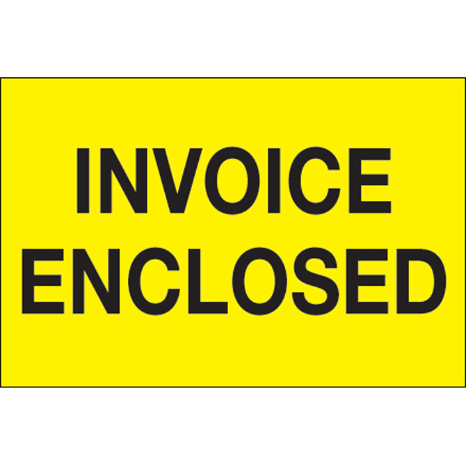 3" X 5" - "Invoice Enclosed" (Fluorescent Yellow) Labels, 500/Roll