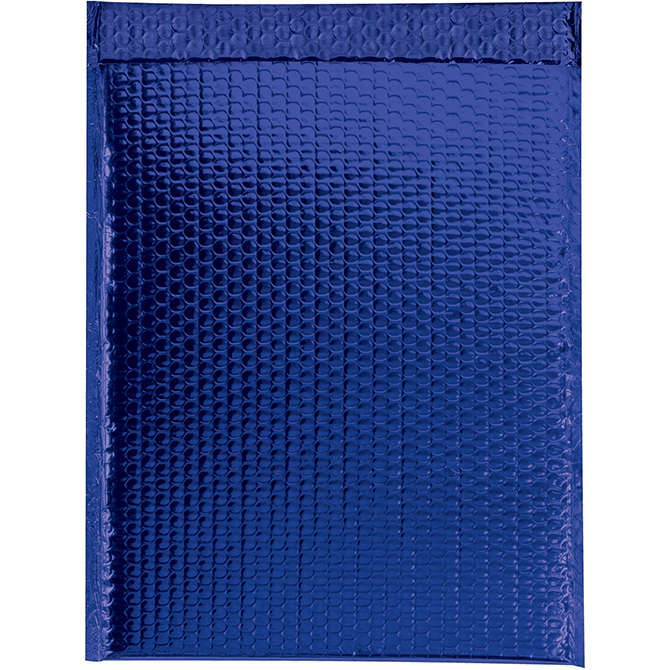 13 X 17.5" Bubble-Lined Glamour Bubble Mailers, Metallic Blue, 100/Case