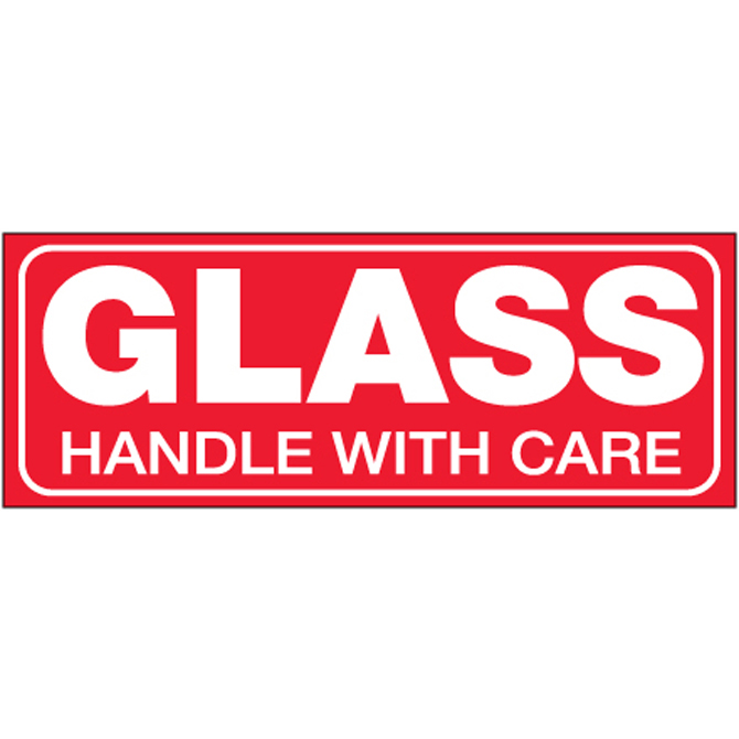 1.5" X 4" - "Glass - Handle With Care" Labels, 500/Roll