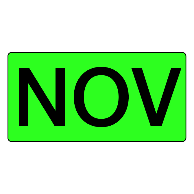 3" X 6" - "Nov" (Fluorescent Green)Months Of The Year Labels, 500/Roll