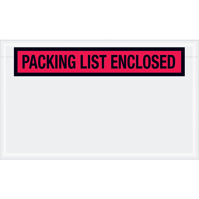 Packing List Envelopes - 4.5 X 7.5", Red, "Packing List Enclosed", 1000/Case