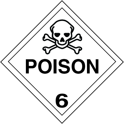 4 X 4" - Poison Labels, White With Black Print, 500/Roll