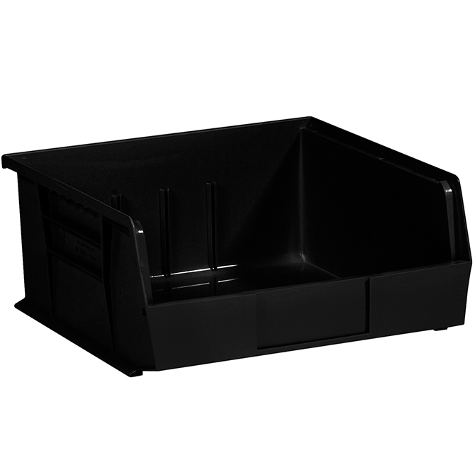 10.875 X 11 X 5" Plastic Stack & Hang Bin Boxes, Black, 6/Case