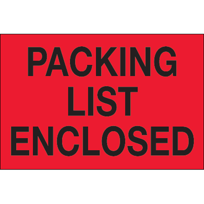3" X 5" - "Packing List Enclosed" (Fluorescent Red) Labels, 500/Roll