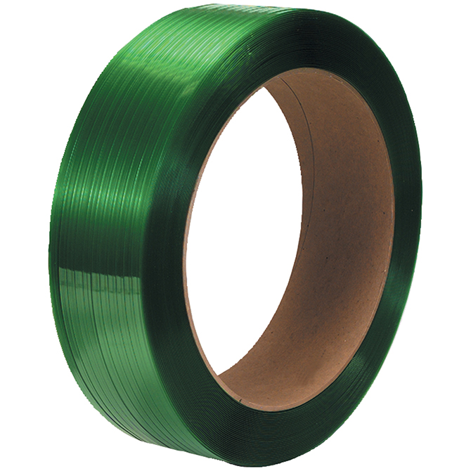 Polyester Strapping - 1/2" X 3600 FT., .020", 600 LB., Green, 16 X 3" Core