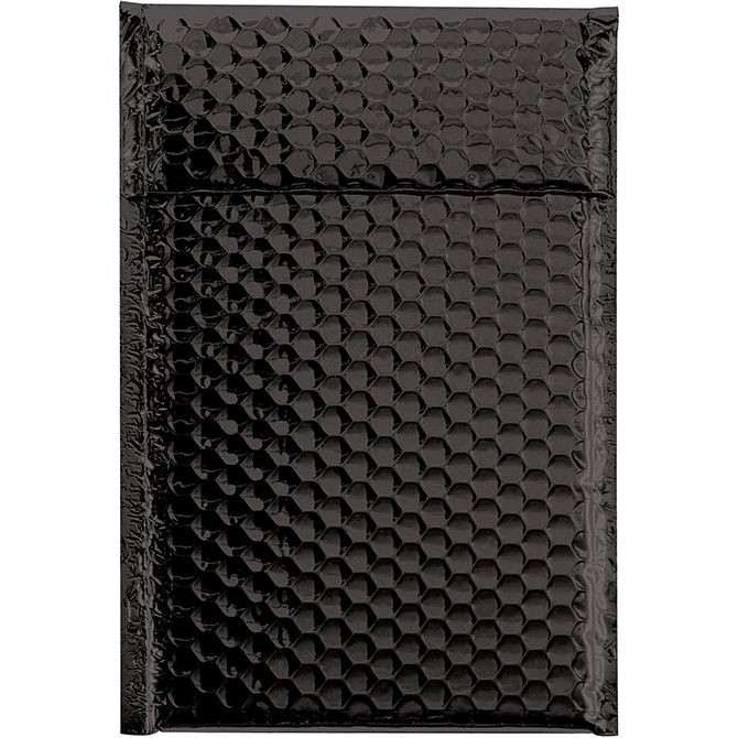 7.5 X 11" Bubble-Lined Glamour Bubble Mailers, Metallic Black, 72/Case