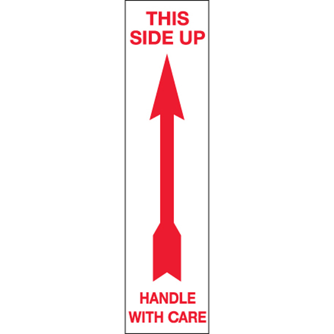 2" X 8" - "Up - Handle With Care" Arrow Labels, 500/Roll