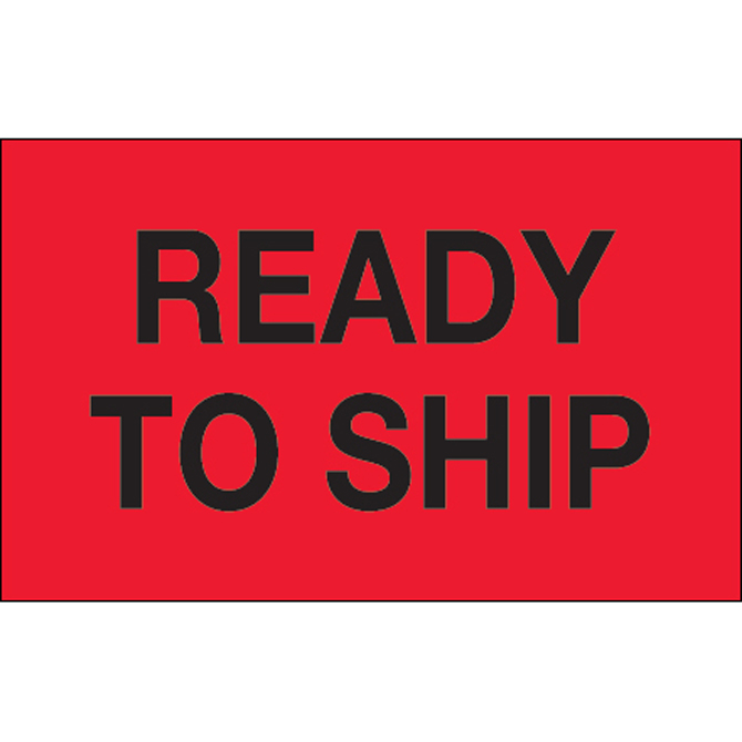 3" X 5" - "Ready To Ship" (Fluorescent Red) Labels, 500/Roll