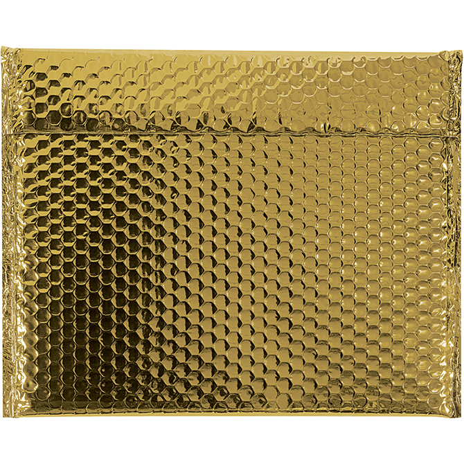 13.75 X 11" Bubble-Lined Glamour Bubble Mailers, Metallic Gold, 48/Case