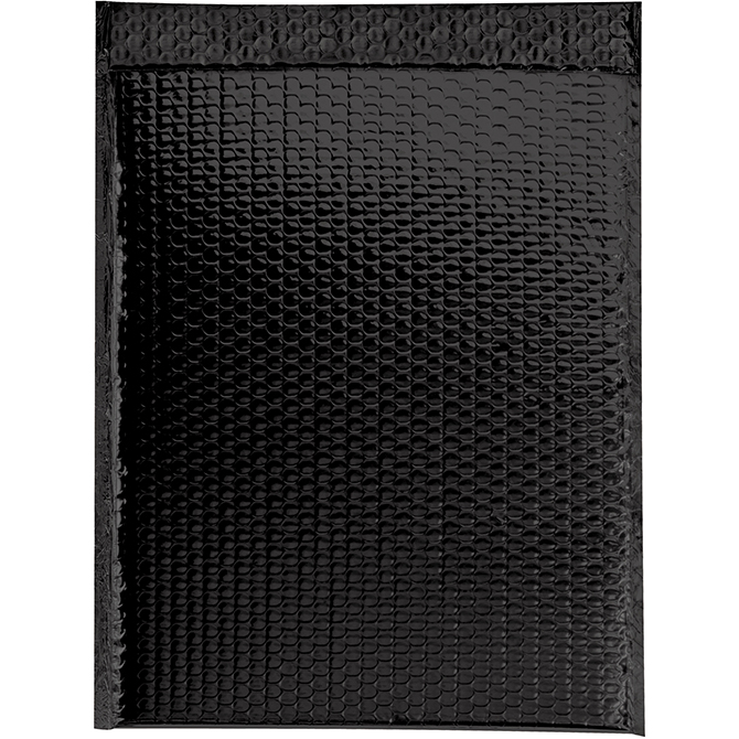 13 X 17.5" Bubble-Lined Glamour Bubble Mailers, Metallic Black, 100/Case