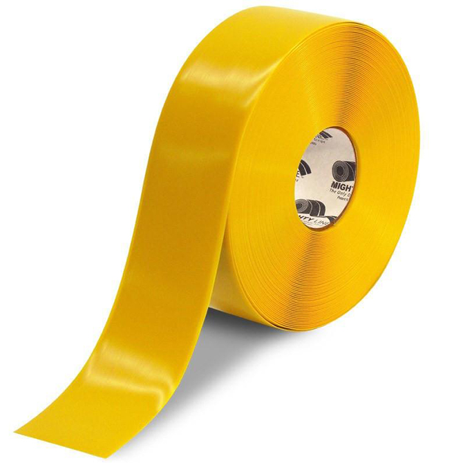 Mighty Line Vinyl Floor Marking Tape - 3" X 100 FT., Yellow, 3 Rolls/Case