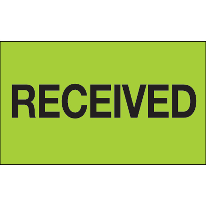 3" X 5" - "Received" (Fluorescent Green) Labels, 500/Roll