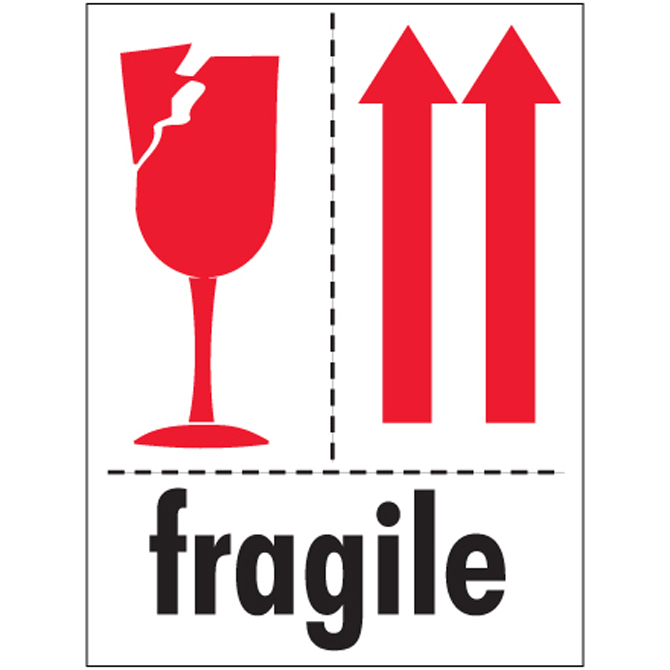 3" X 4" - "Fragile" Labels, 500/Roll