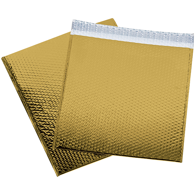 16 X 17.5" Bubble-Lined Glamour Bubble Mailers, Metallic Gold, 48/Case