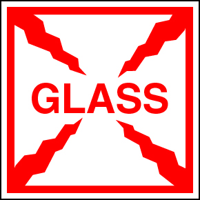 4 X 4" - Glass Labels, White With Red Print, 500/Roll