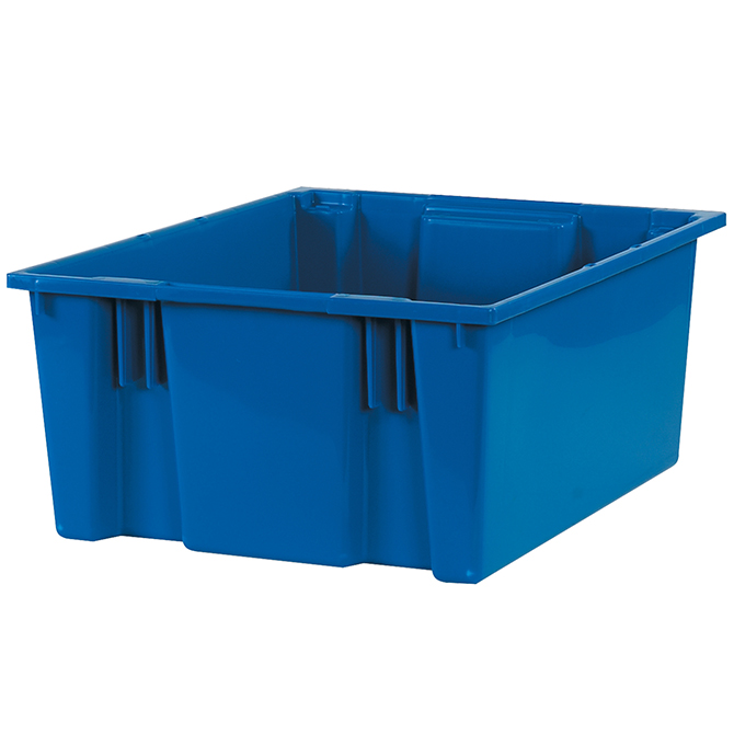 20.875 X 18.25 X 9.875" Stack & Nest Containers, Blue, 3/Case