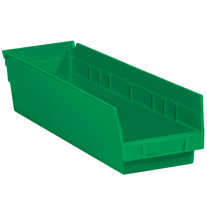 17.875 X 4.125 X 4" Plastic Shelf Bin Boxes, Green, 20/Case
