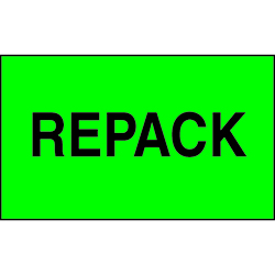 3 X 5" - Repack Labels, Green With Black Print, 500/Roll