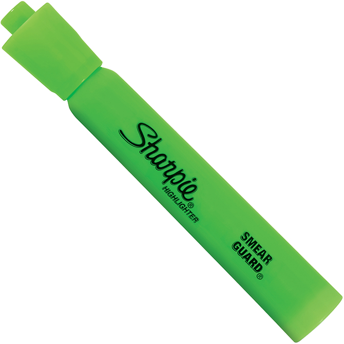 Fluorescent Green Sharpie Accent® Highlighters, 12/Case