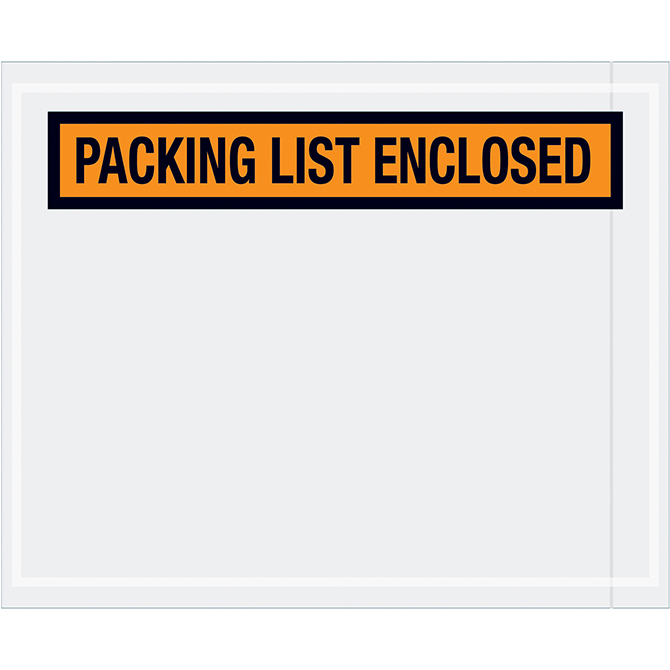 Packing List Envelopes - 4.5 X 5.5", Orange, "Packing List Enclosed", 1000/Case