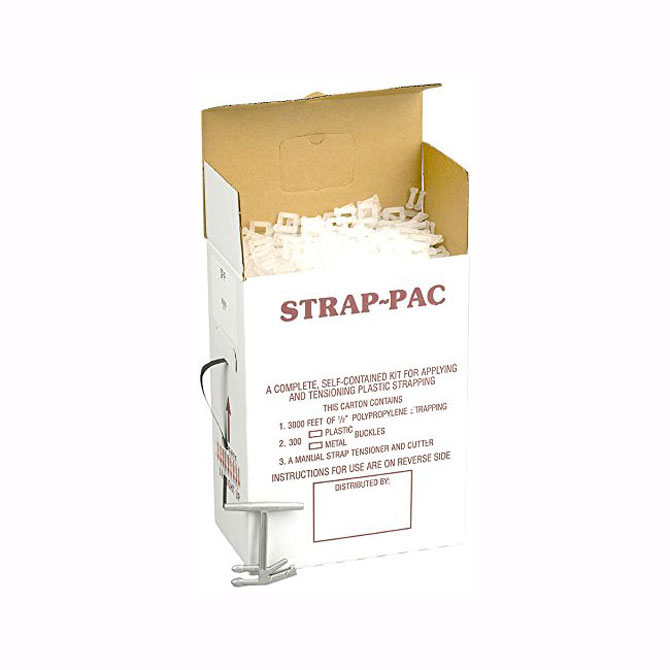 Pac Plastic Strapping Kit - 1/2" X 3000 FT., 300 Wire Buckles, Plus Hand Tensioner