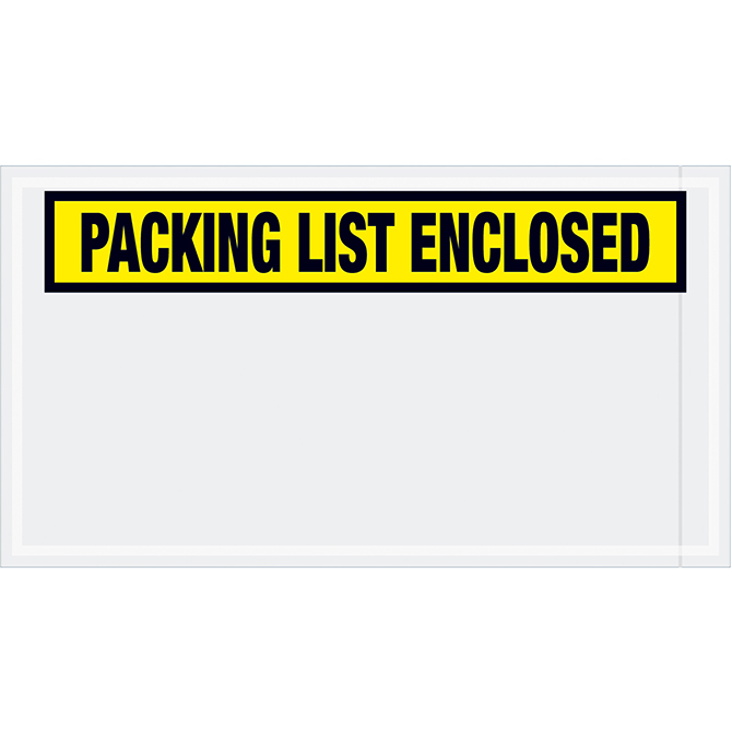 Packing List Envelopes - 5.5 X 10", Yellow, "Packing List Enclosed", 1000/Case