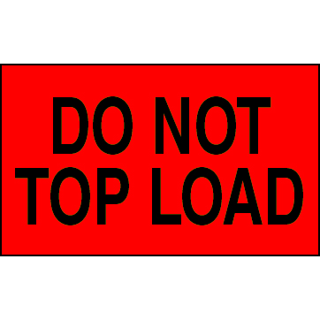 3 X 5" - Do Not Top Load Labels, Red With Black Print, 500/Roll